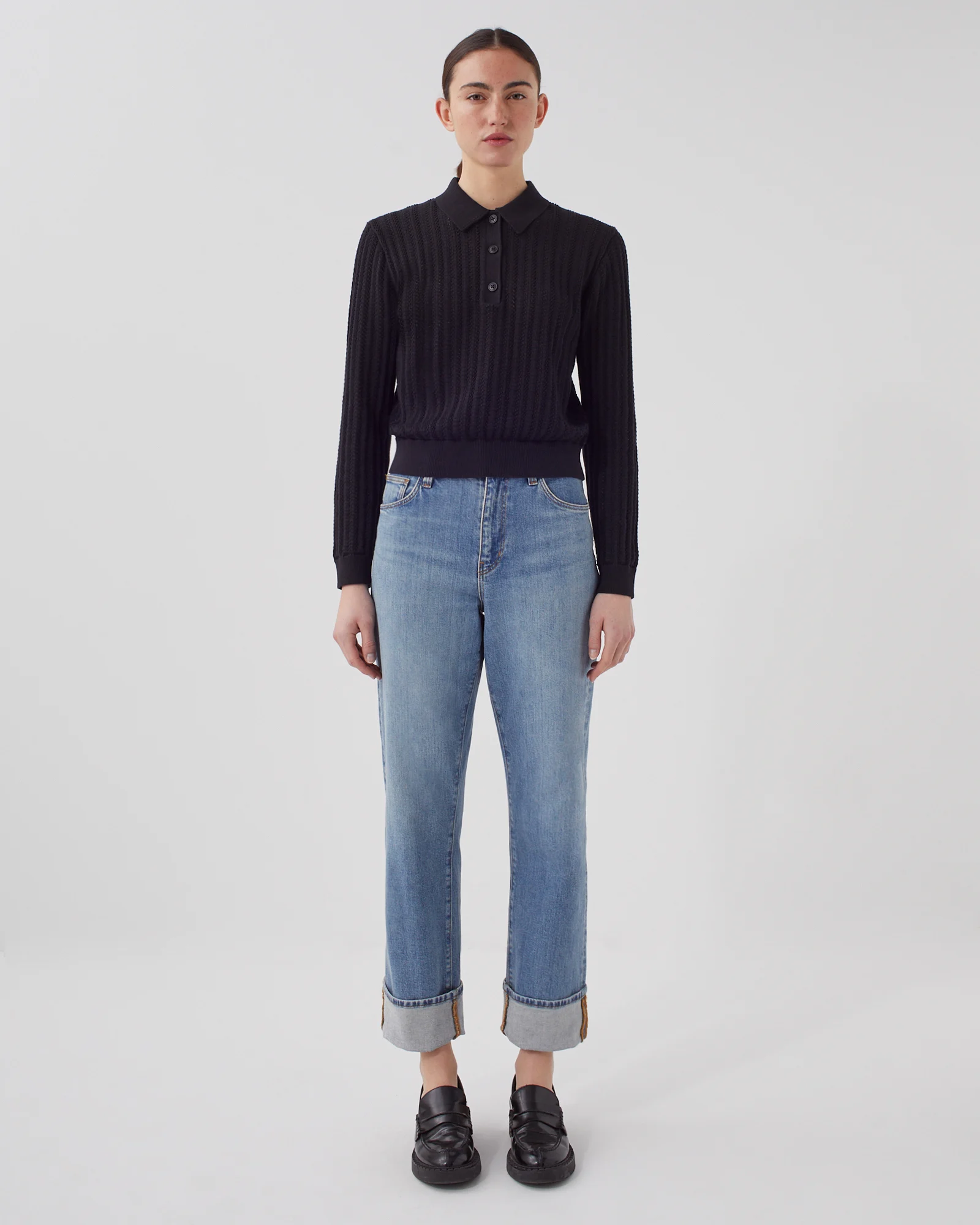 Pull col polo en coton