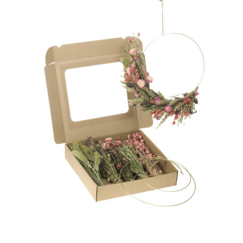 KIT DIY FS - Kit création cercle fleurs séchées diy rose