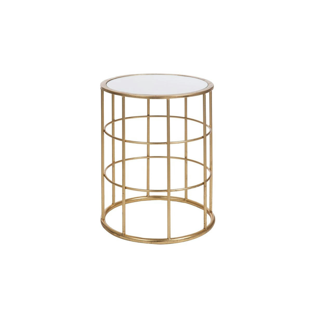 SATURNE - Table d'appoint circulaire métal doré style art déco