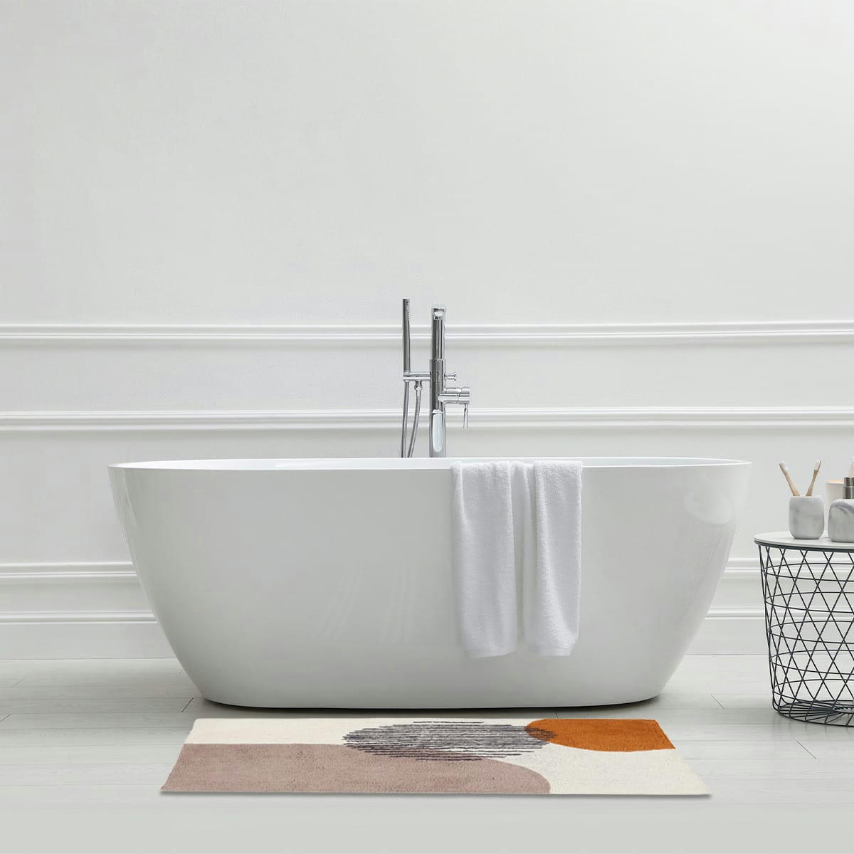 STONE - Tapis coton fantaisie beige et taupe 60x120cm