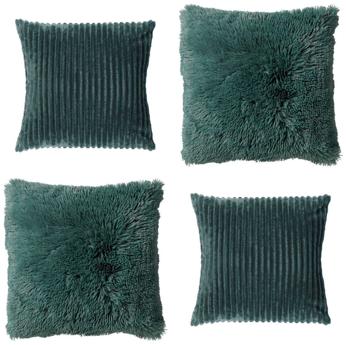 KUSSENSET - 4-delig - Cosy Layers - 60x60 cm, 45x45 cm - inclusief binnenkussens - groen