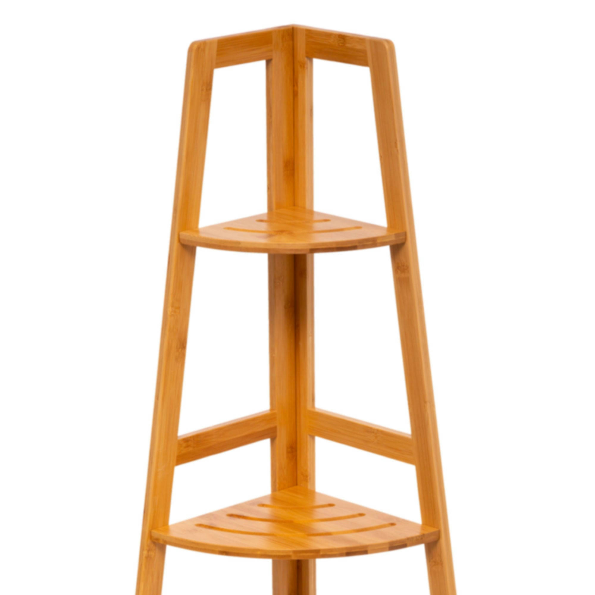 - Étagère salle de bain d'angle 3 plateaux en bambou - 31.9x31.9x103cm