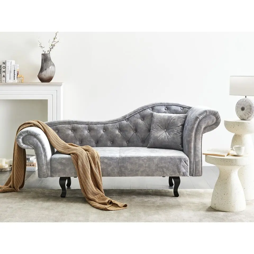 LATTES II - Chaise longue - Grijs - Rechterzijde - Fluweel