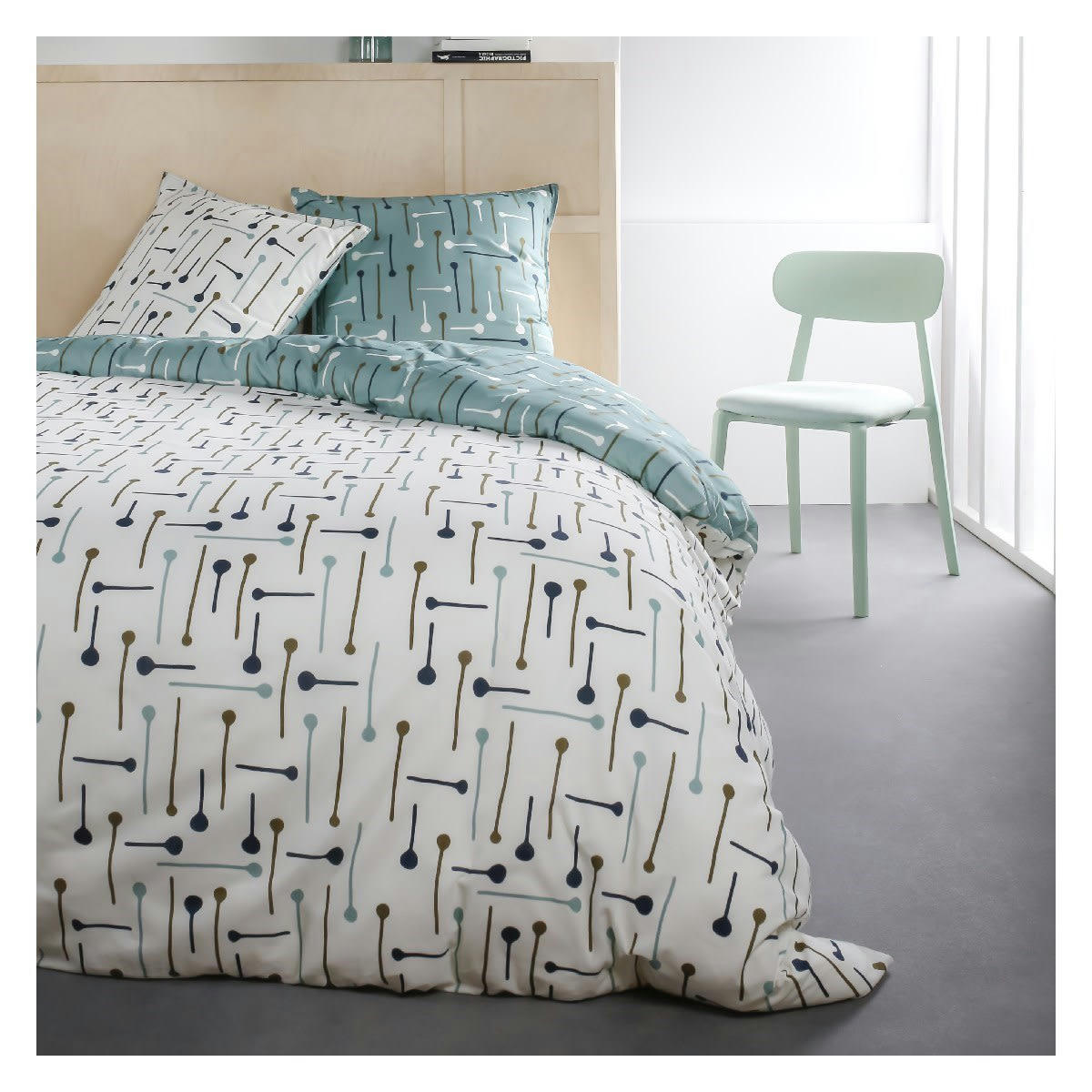 SUNSHINE - Parure de lit 2 personnes imprimé en Coton Blanc 240x260 cm