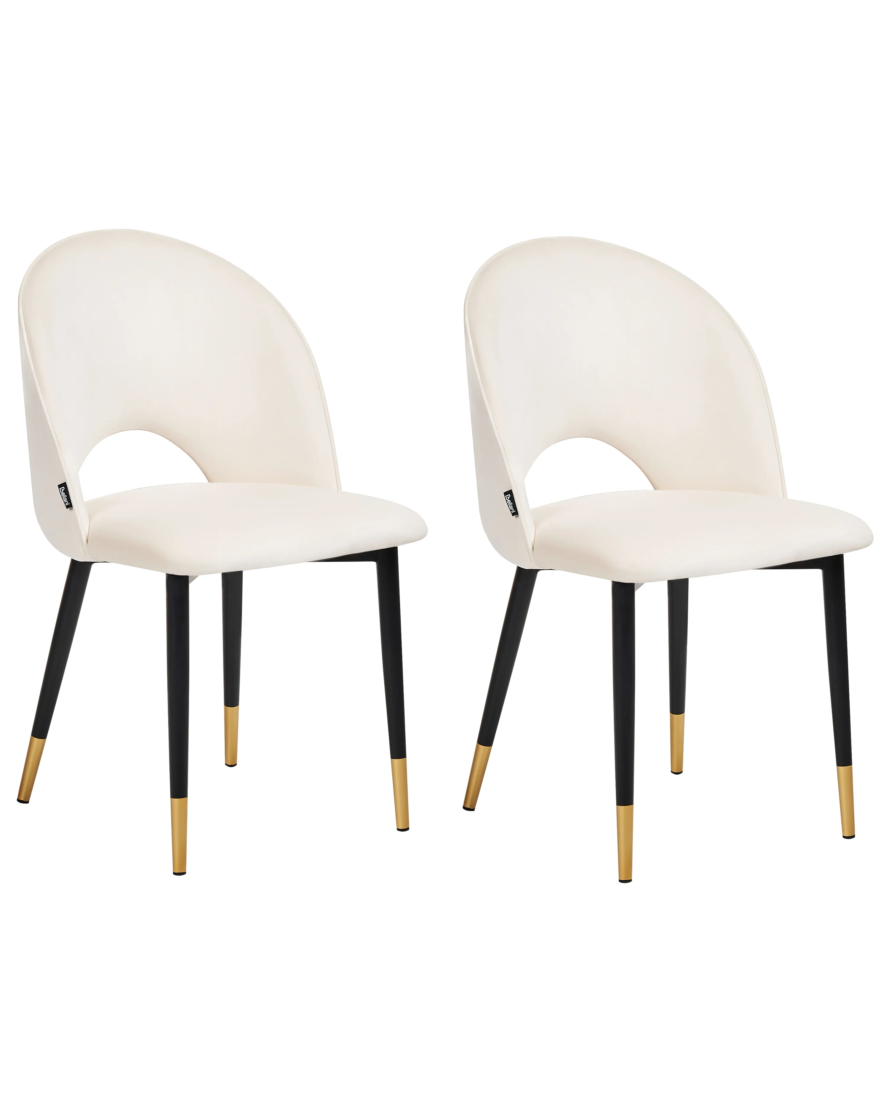 Set of 2 Dining Chairs MAGALIA Velvet Light Beige