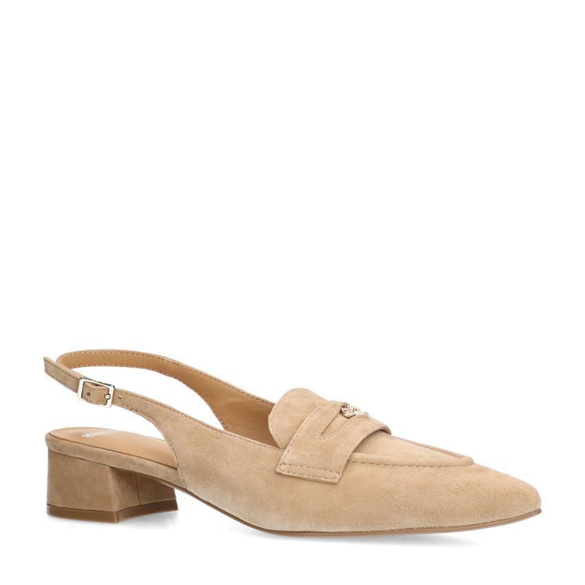 Manfield Beige suède slingbacks