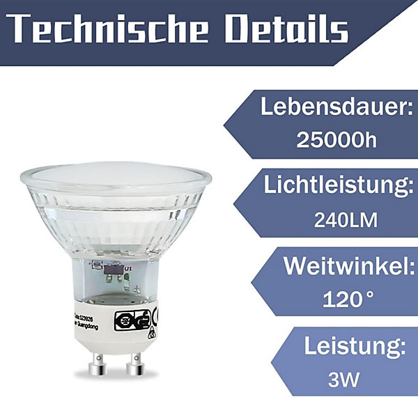 NETTLIFE Lot de 10 Ampoules LED GU10 Blanc Chaud 4W - PAR16 Spot Encastrable éclairage 3000K