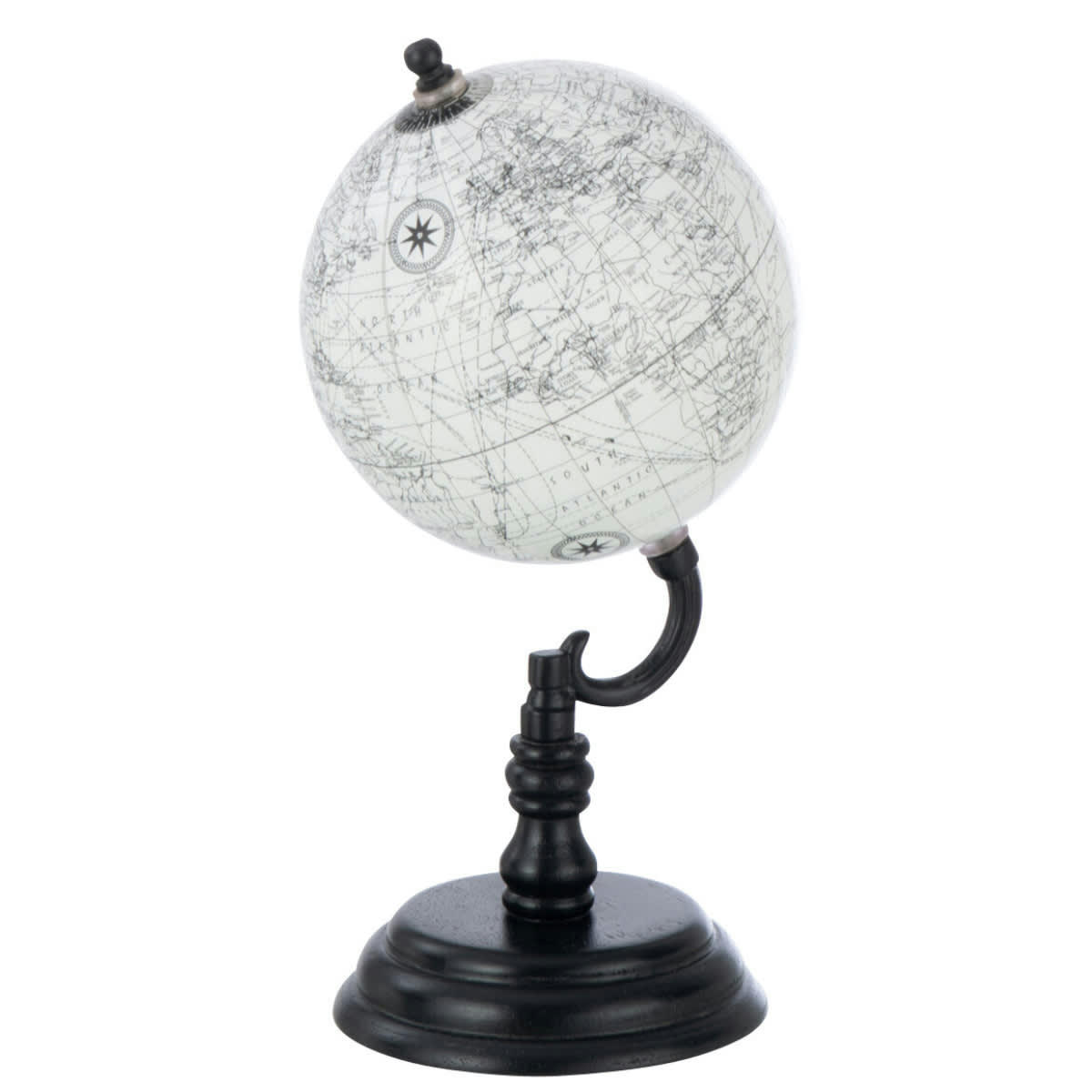 - Décoration globe terrestre blanc et noir 27 cm