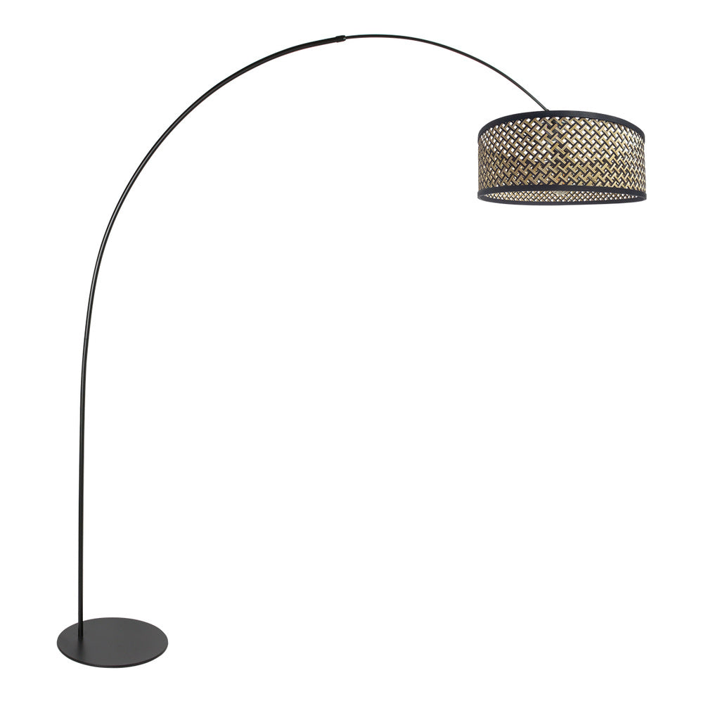 Anne Light & Home Booglamp Curve Zwart incl. Bamboe Kap Ø 50cm