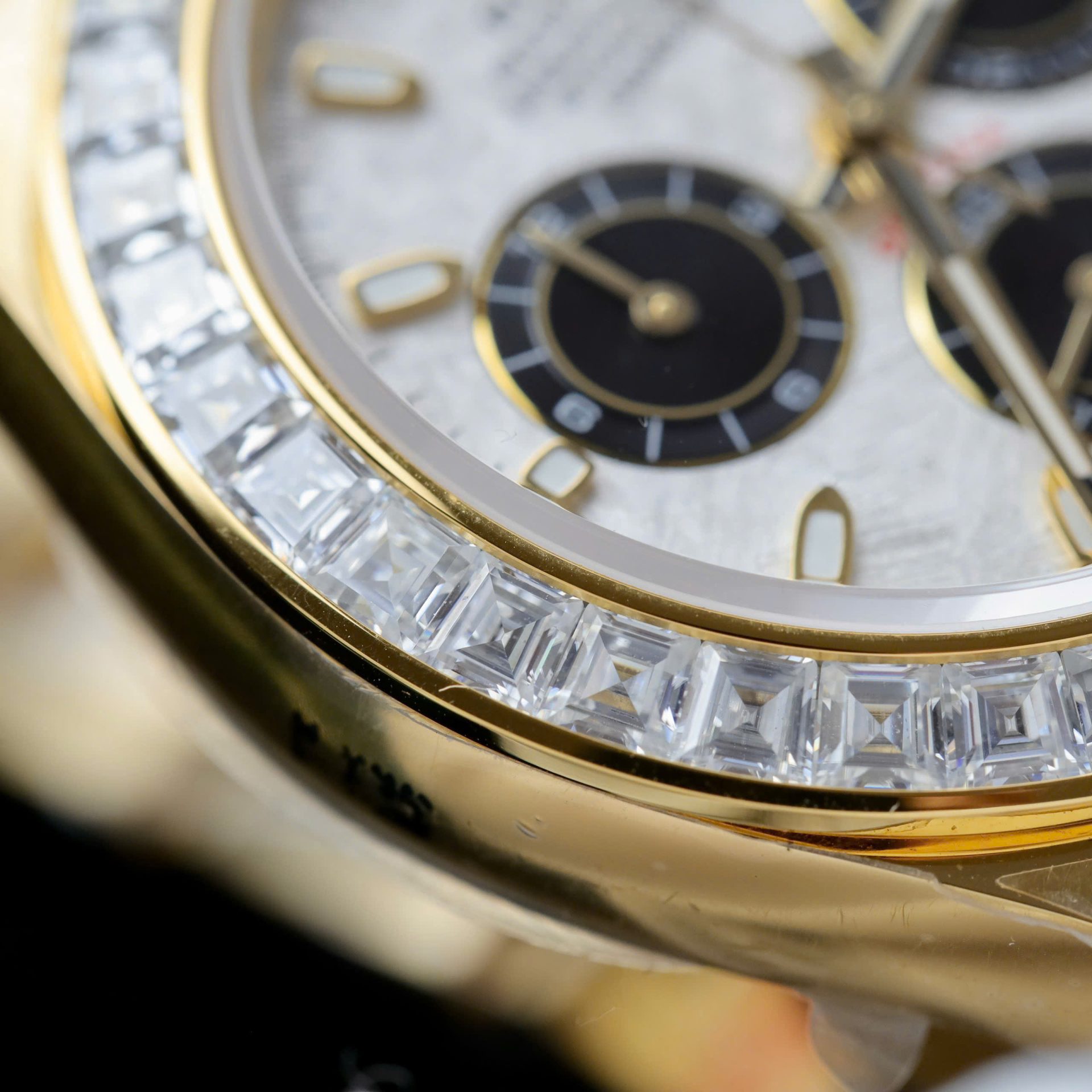Rolex Daytona YG Plated Meteorite Dial Baguette Diamond 40mm Oyster Super Clone
