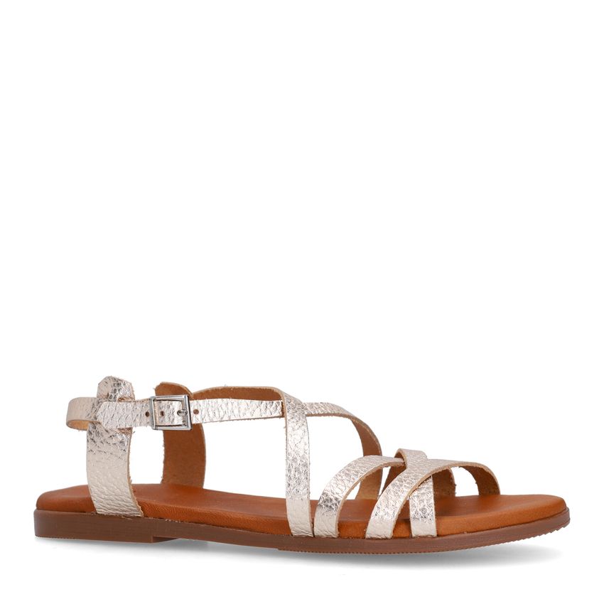 Manfield Gouden leren sandalen