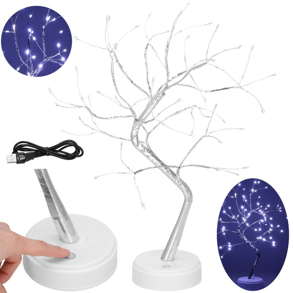 Drzewko dekoracyjne LED 90 diod zimna biała, 45 cm lampka