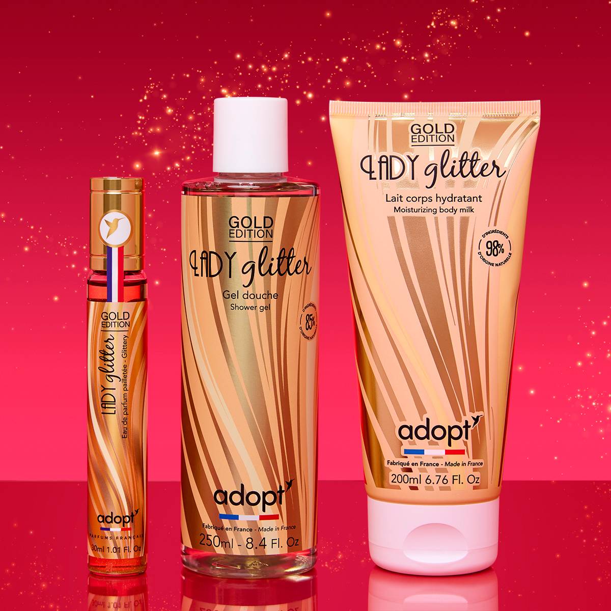 Lady Glitter - Gold EditionCoffret eau de parfum 30 ml   gel douche 250 ml   lait corps 200 ml