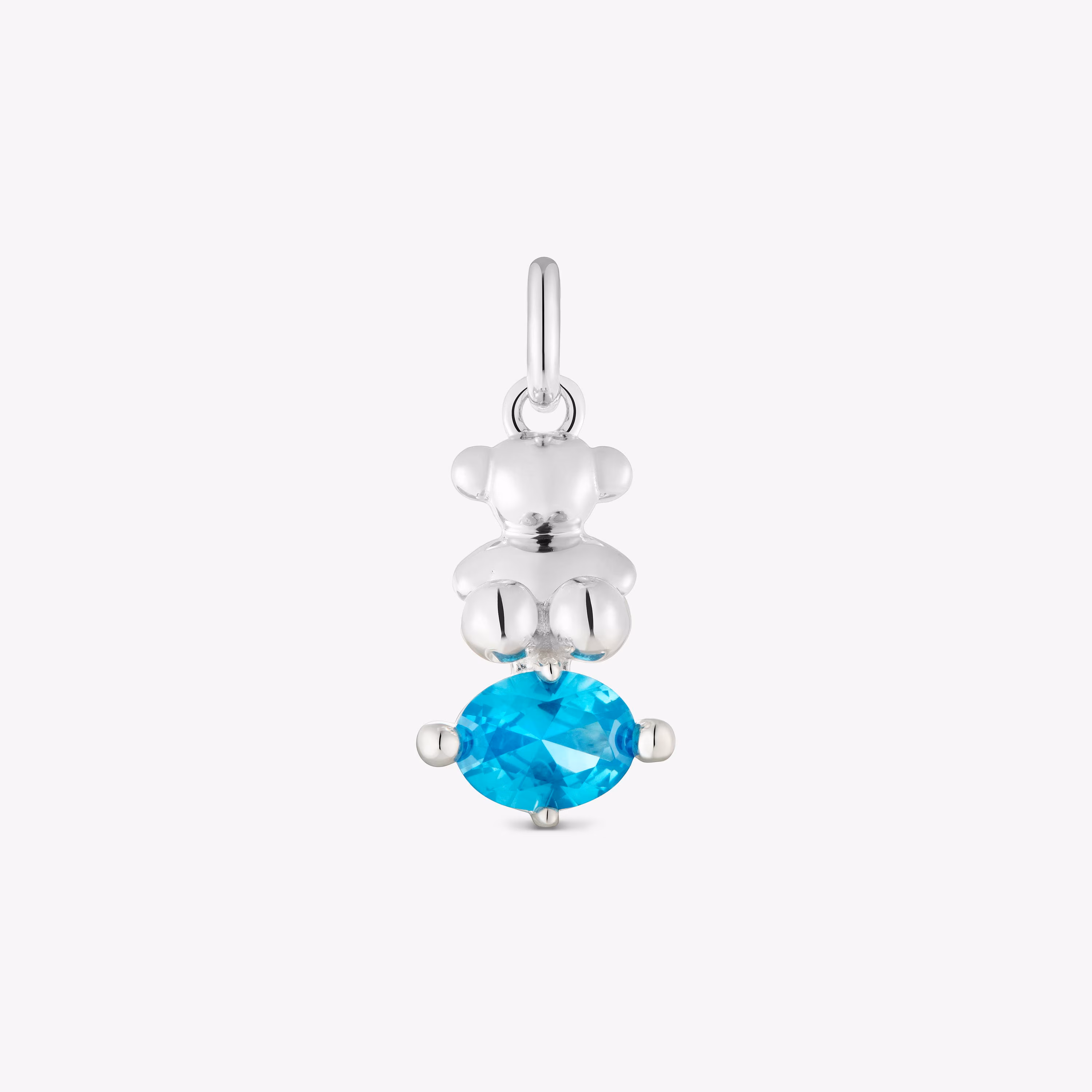 Colgante pequeño motivo oso de plata y zafiro azul creado en laboratorio Bold Bear LGG