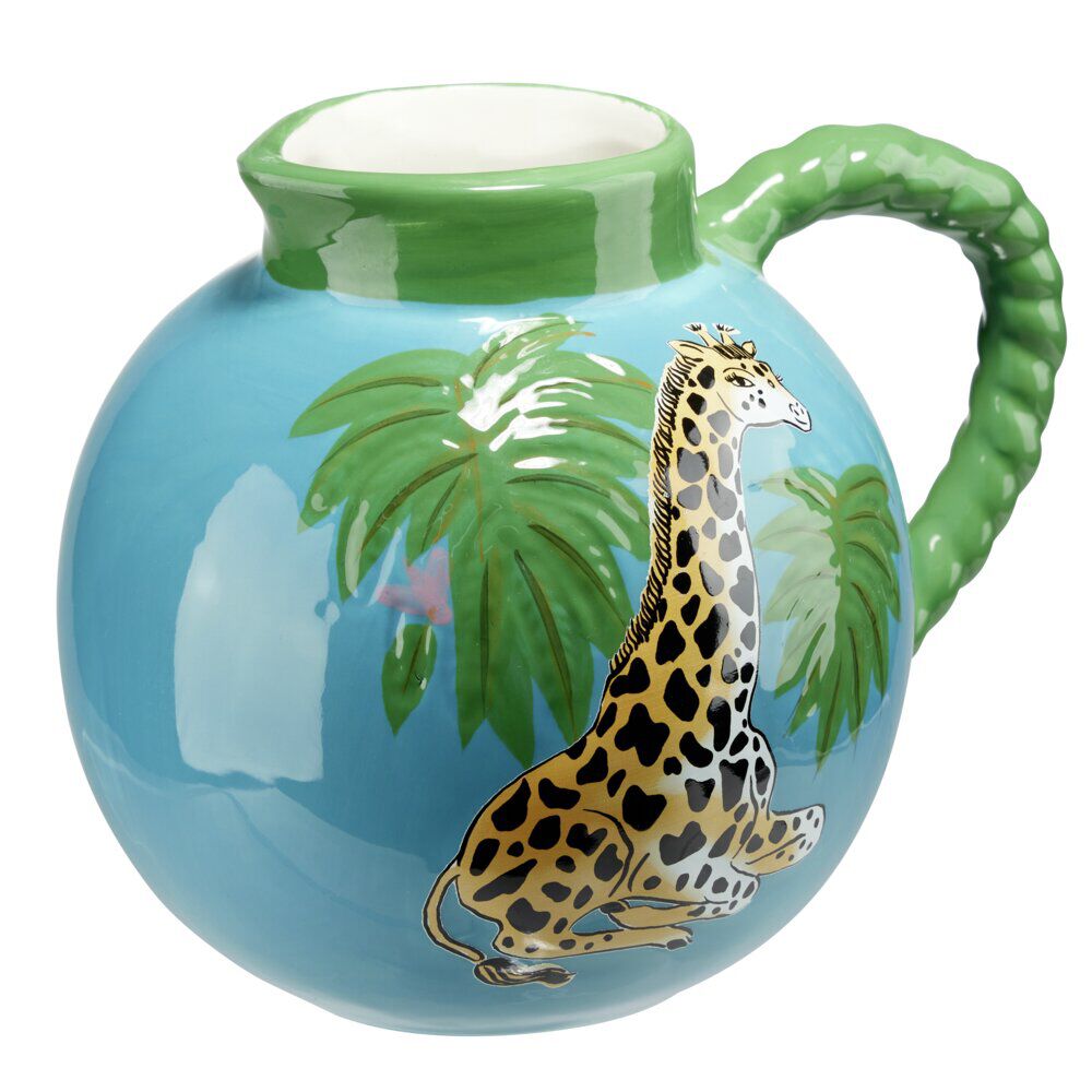 Vase pichet céramique motif animal tropical Ø14,5xH21cm (2 modèles)
