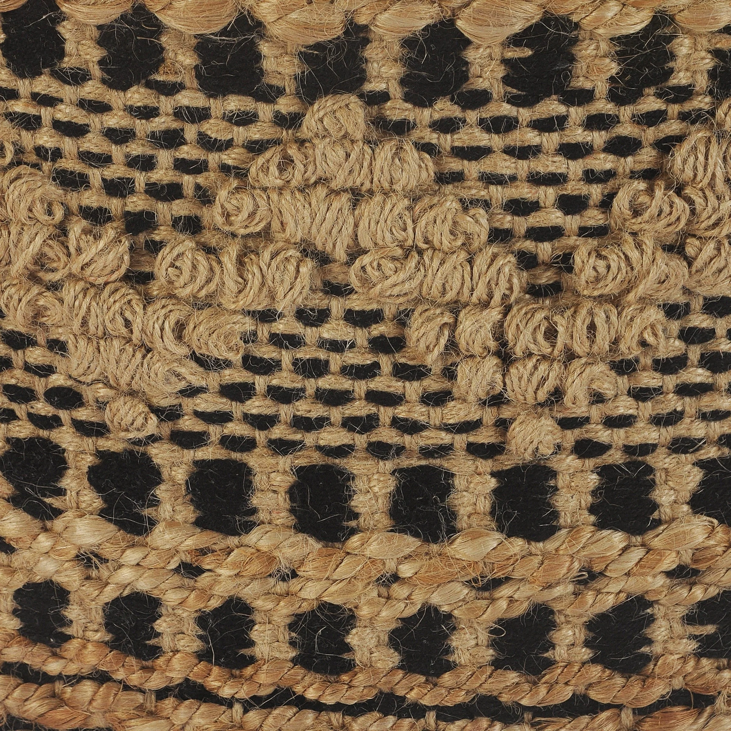 Sevita Handcrafted Black Chevron Natural Jute Pouf