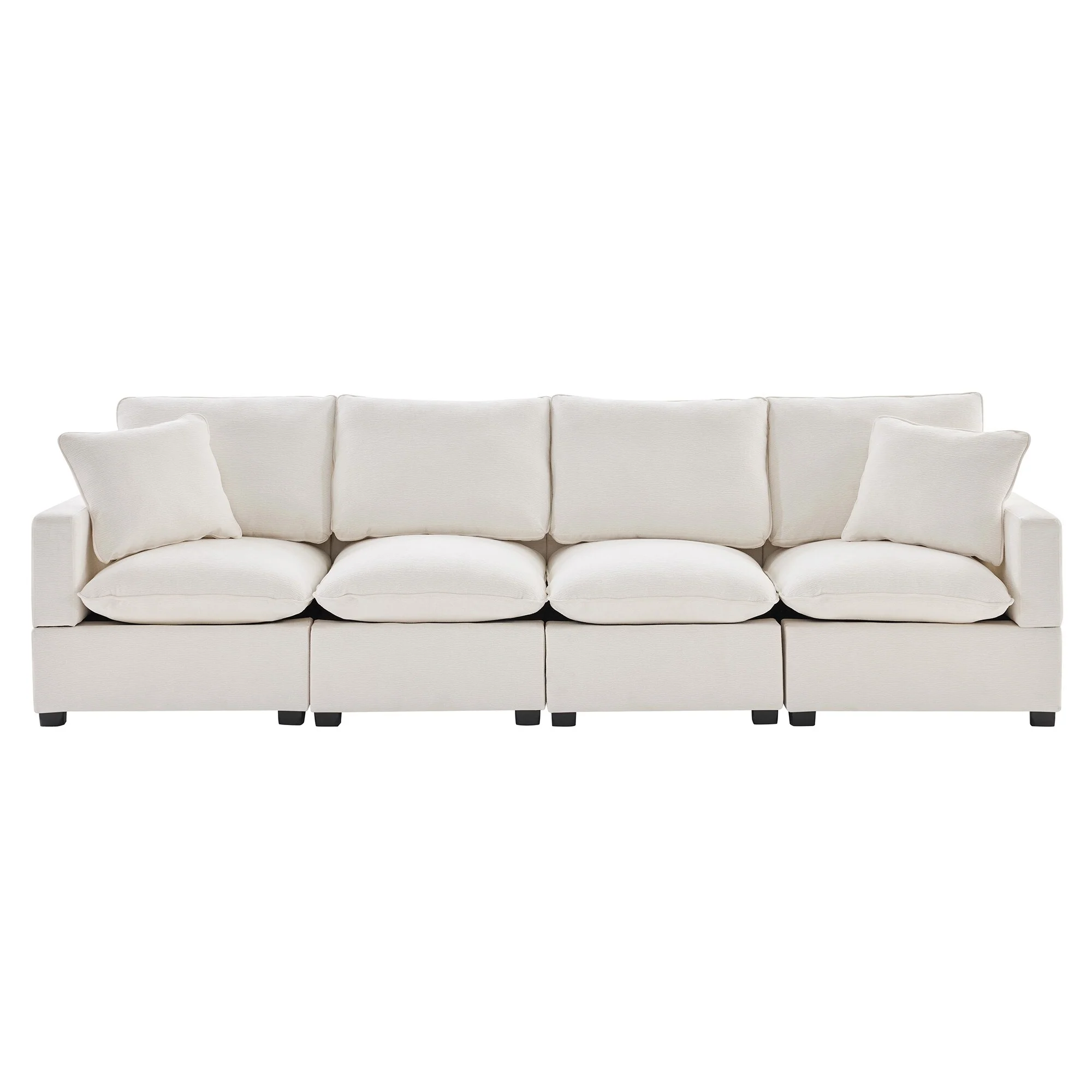 Modern Modular Sofa with Reconfigurable Chenille Seats and Pure Foam Cushions for Apartments and Homes or Offices