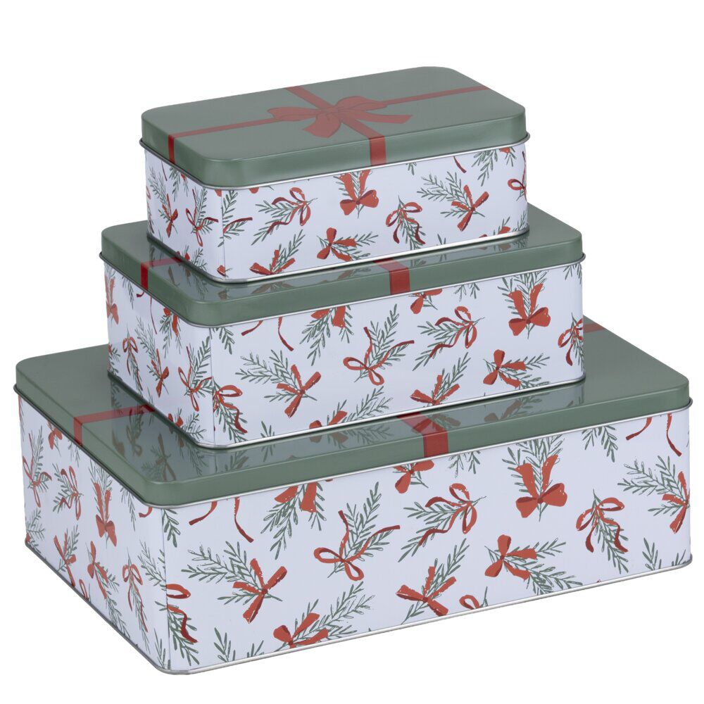 BoÎte de conservation rectangulaire X3 métal motif No&euml;l