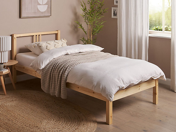Lit avec sommier Bois de pin VANNES 90 x 200 cm Marron clair
