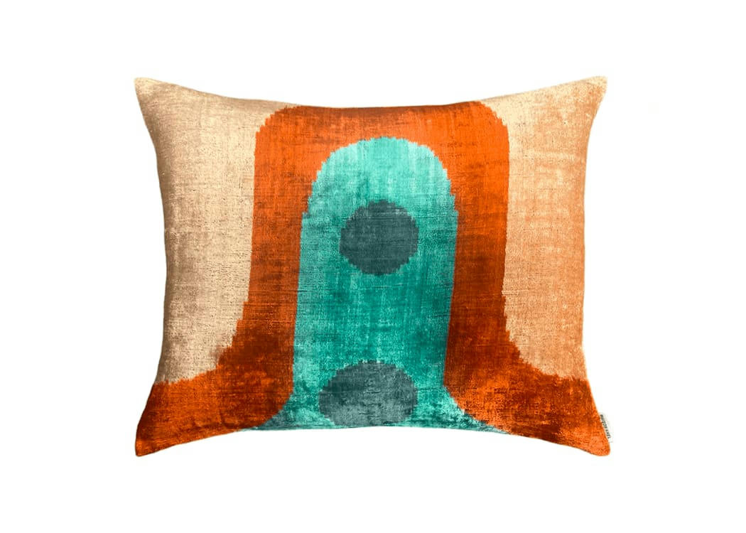 - Housse de coussin velours soie ikat  40x50 multicouleur