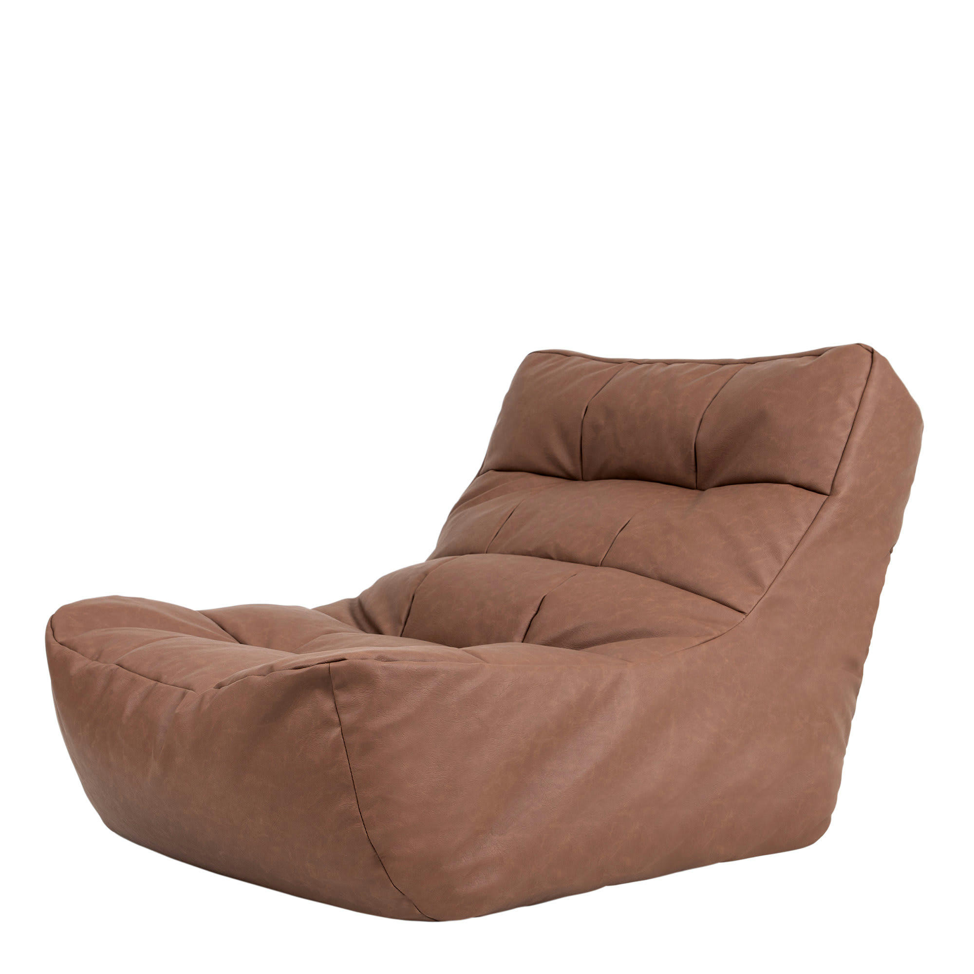 LORENZO - Pouf similicuir marron