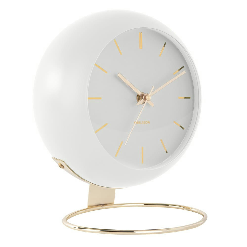 GLOBE - Horloge à poser en métal blanc D21