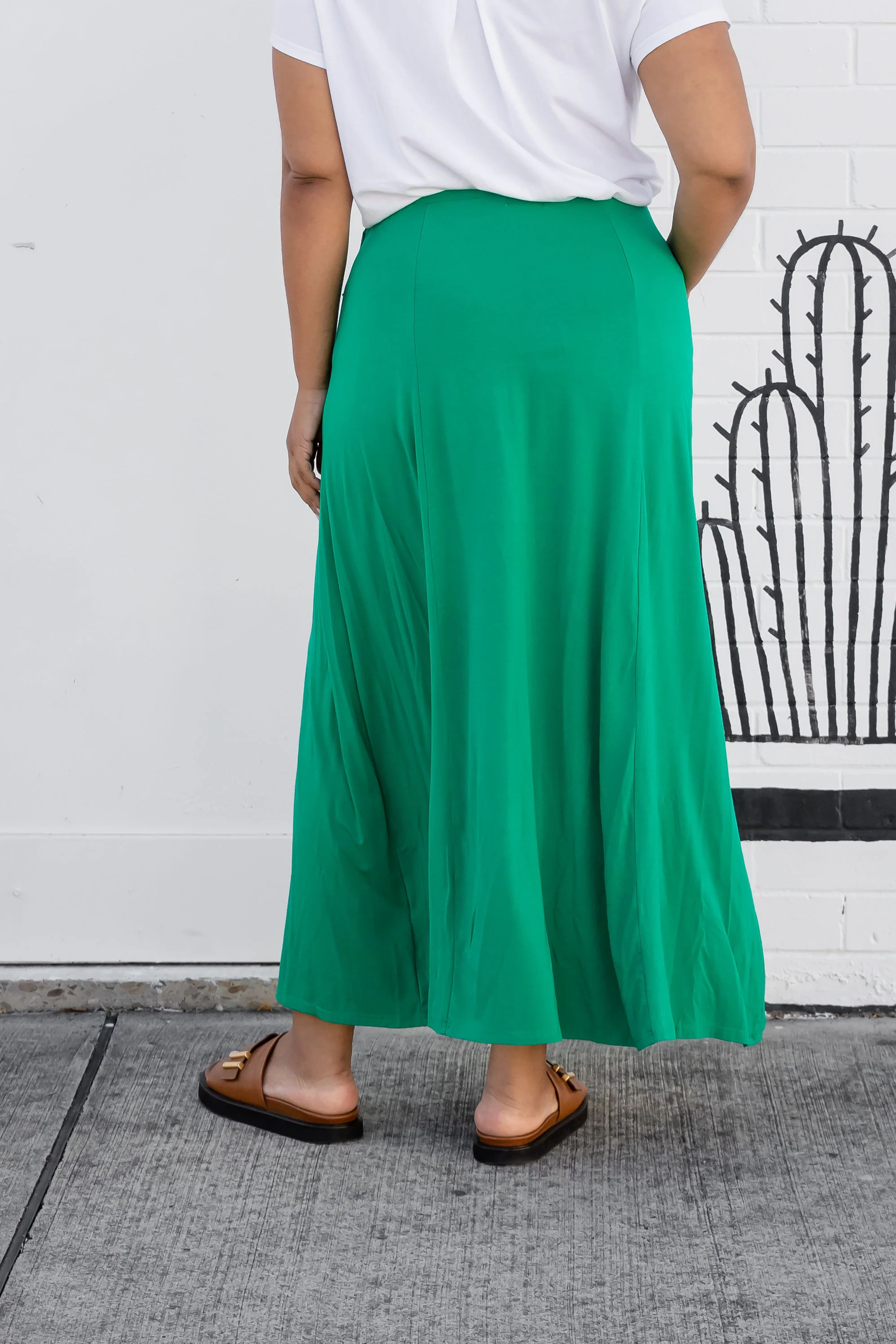 Olivia Maxi Skirt in Jade Green