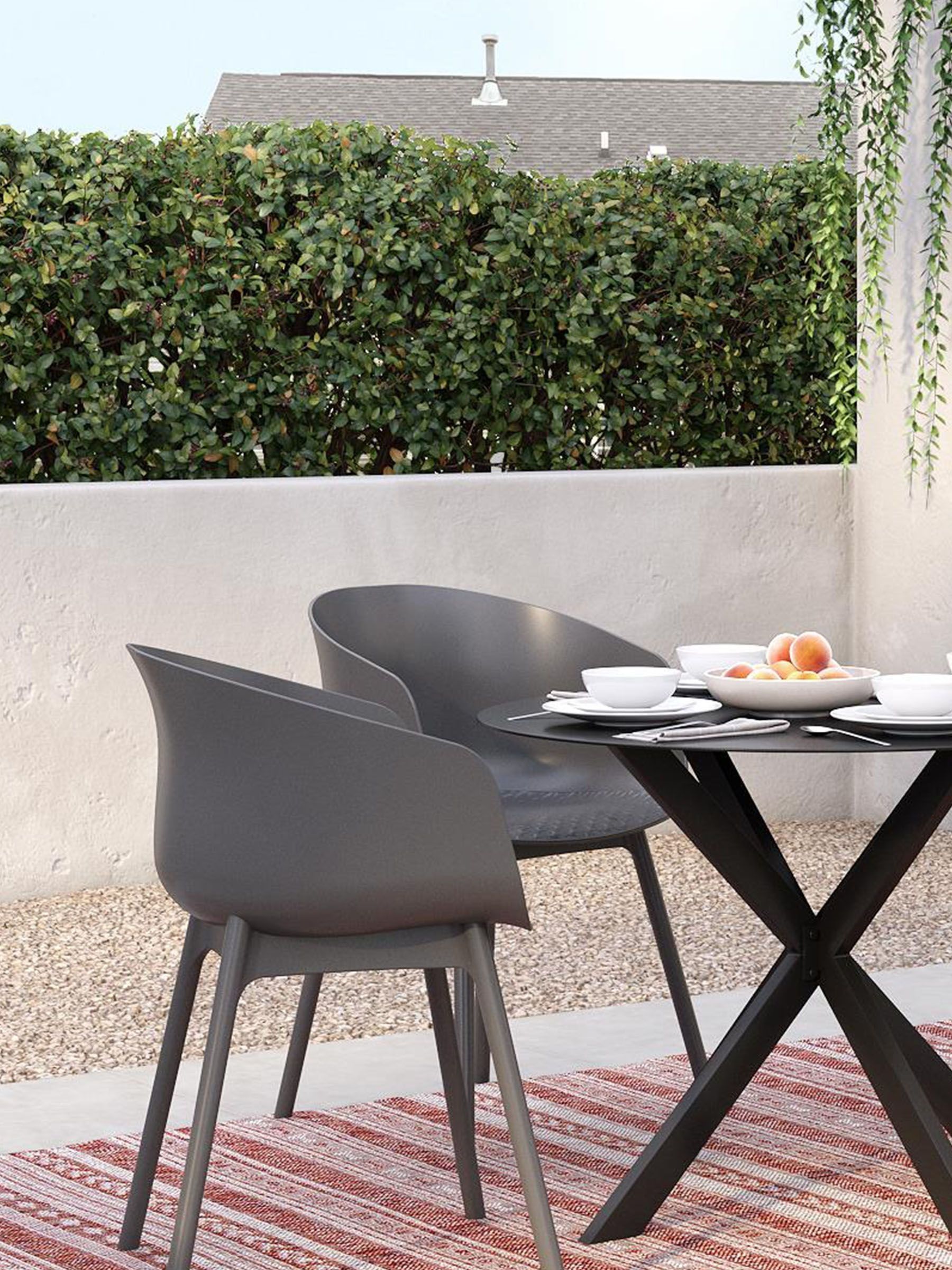 Novogratz Grey York 2 Pack Outdoor XL Garden Dining Chairs