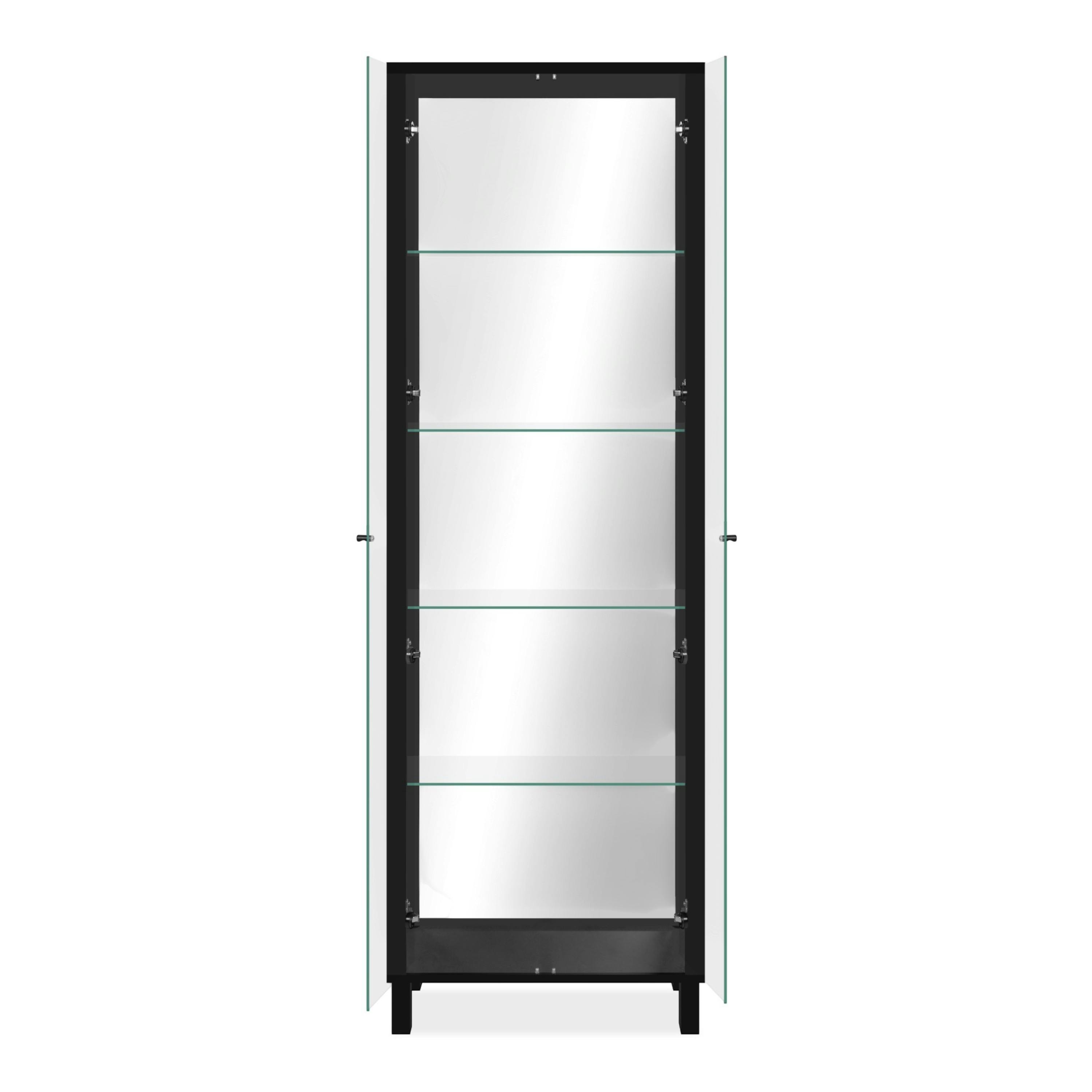 Vitrine noire 2 portes 1 miroir RAVEN