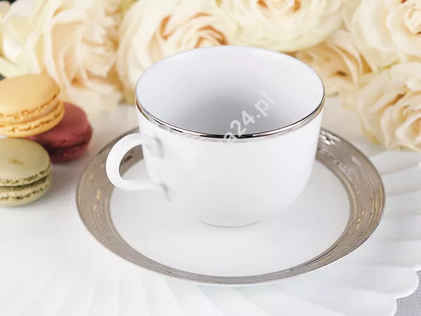 Filiżanka ze spodkiem 0,28 L / 15 cm Porcel - Argentatus Silver 10.SI.FS28