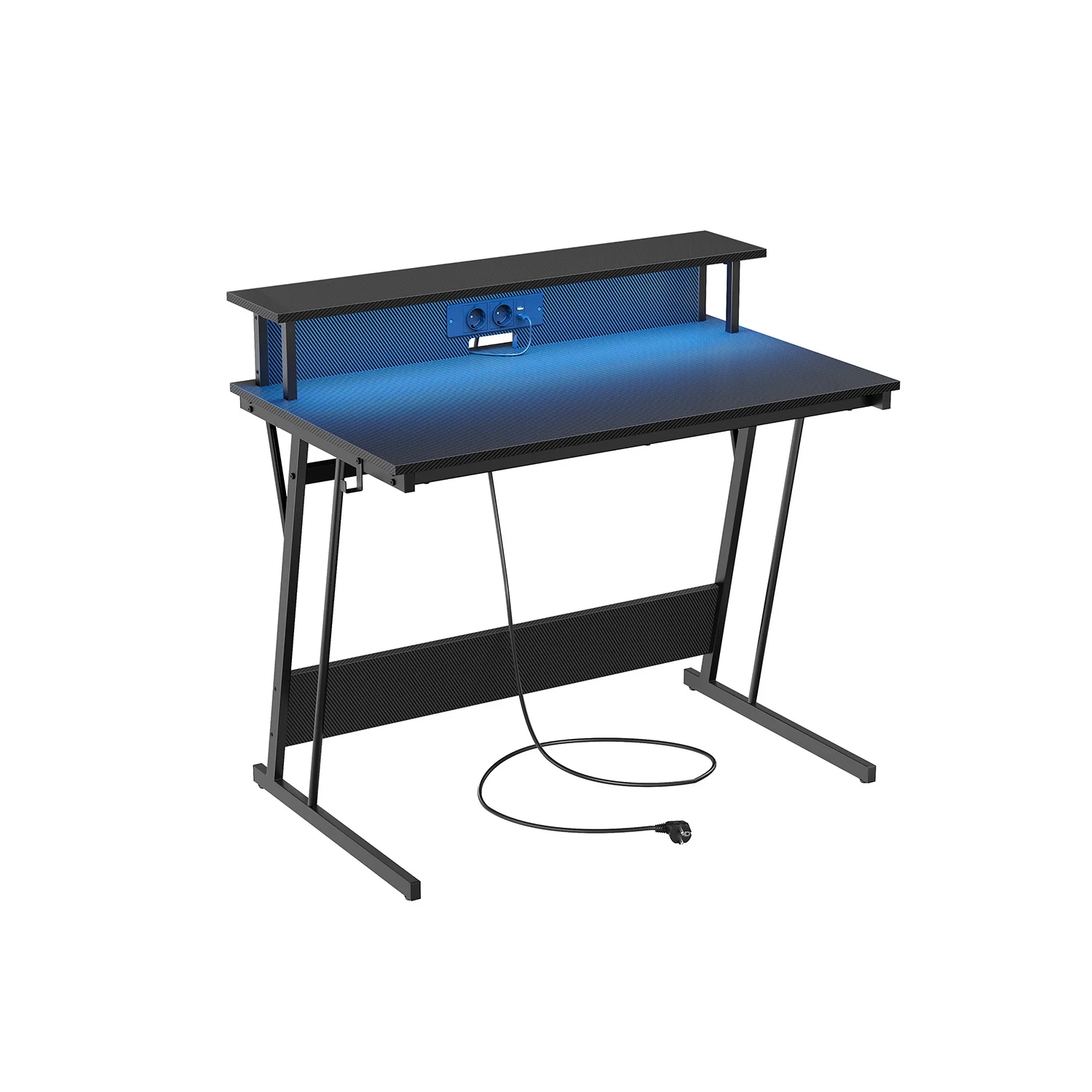 Bureau gaming avec led et multiprise pour 2 ordinateurs