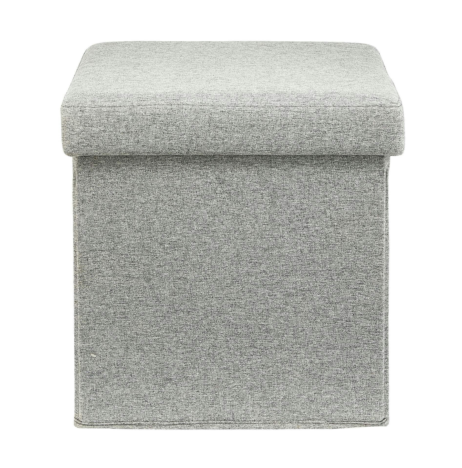 CANVAS Upholstered Folding Storage Cube Ottoman/Footrest With Padded Seat, Grey