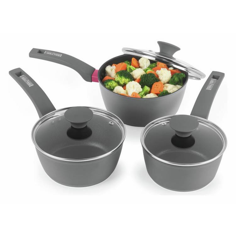 Salter Megastone Optimum 3 Piece Aluminium Pan Set - Grey