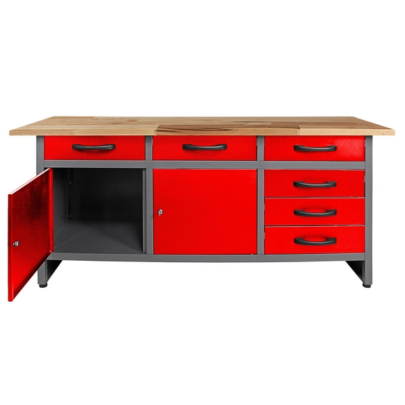 Werkbank, Karsten 160 cm Rot-Grau