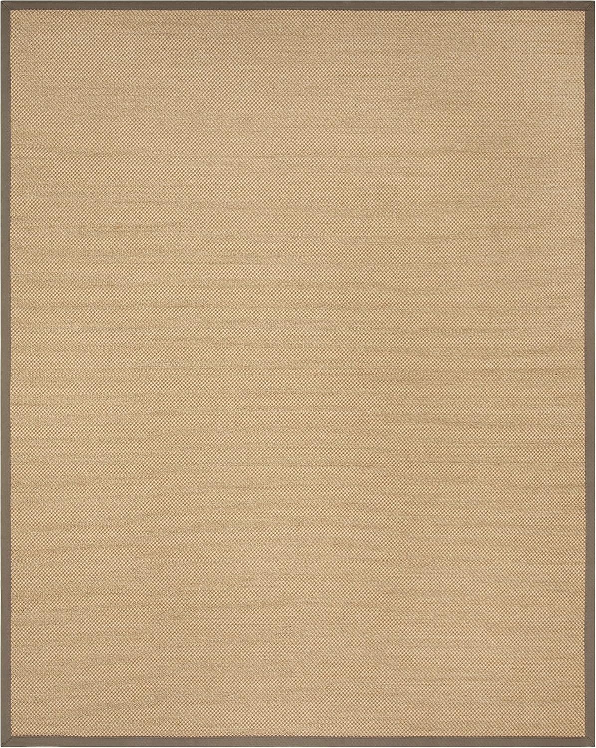 SAFAVIEH Area Rug 8x10 - Natural Fiber Collection - Large - Maize & Grey, Sisal, Woven Design with Border (NF141G)
