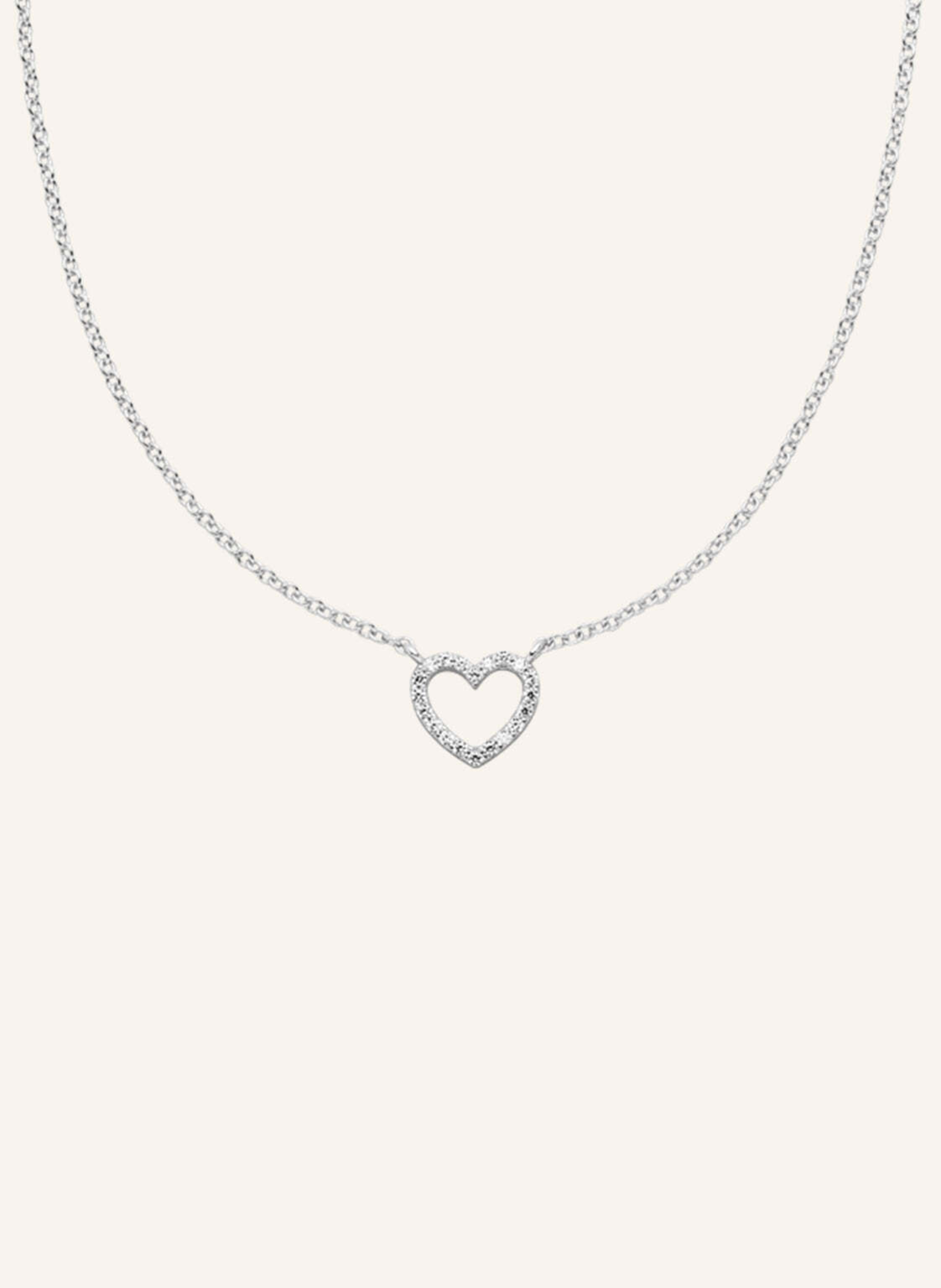 VEYNOU Halskette HERZ aus 14 Karat Weißgold und 0,10ct. Lab-Grown Diamanten