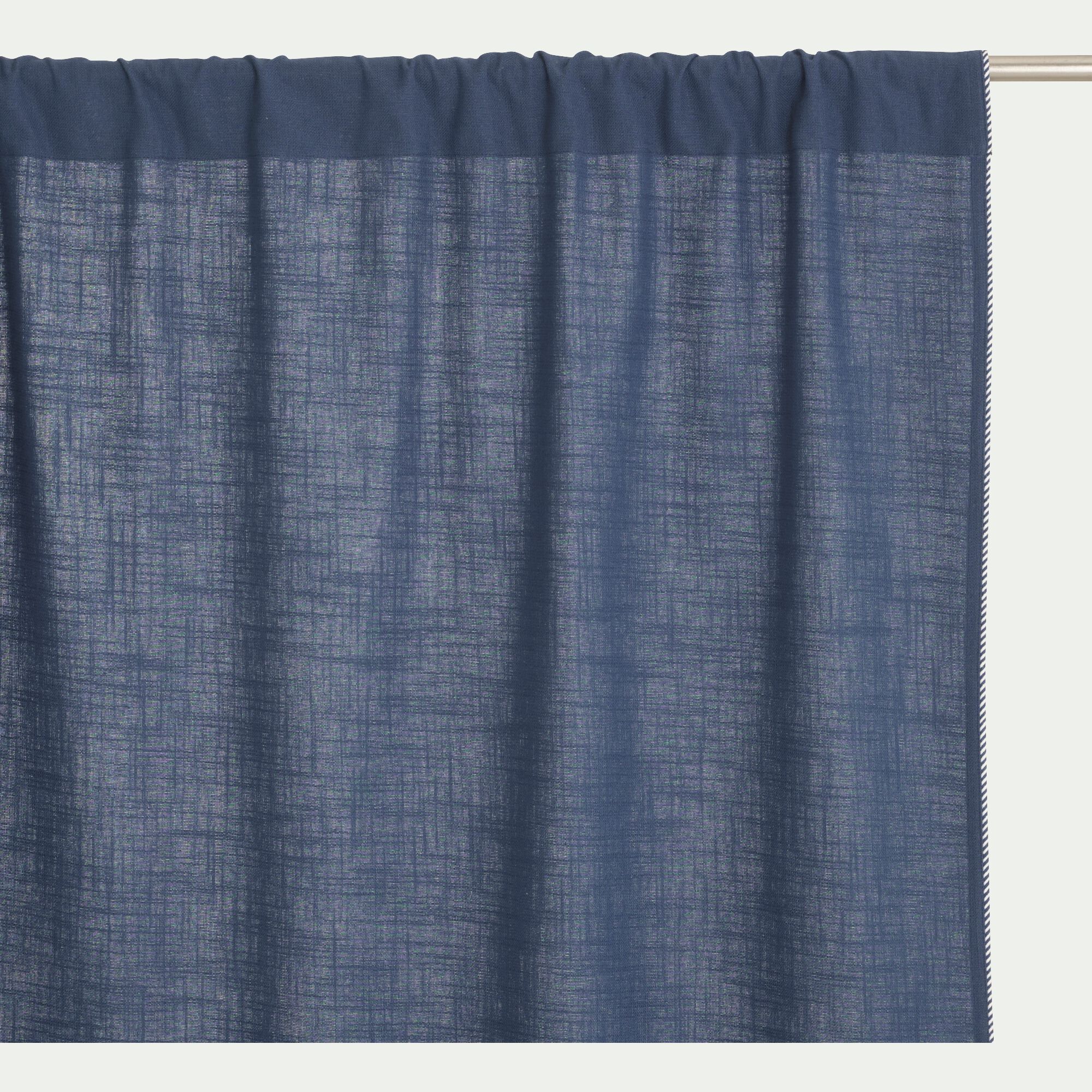 ARLES - Rideau passe-tringle en coton finition biais 140x260cm - bleu abysse