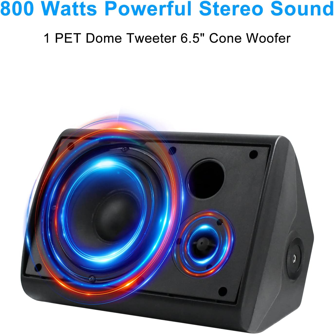 Herdio 6.5 Inches Outdoor Speakers Wired Waterproof Passive,Wall Mount Speakers with 800 Watts Powerful Bass for Home Patio Garden Covered Deck,All-Weather Durability,Black(2 Pairs)