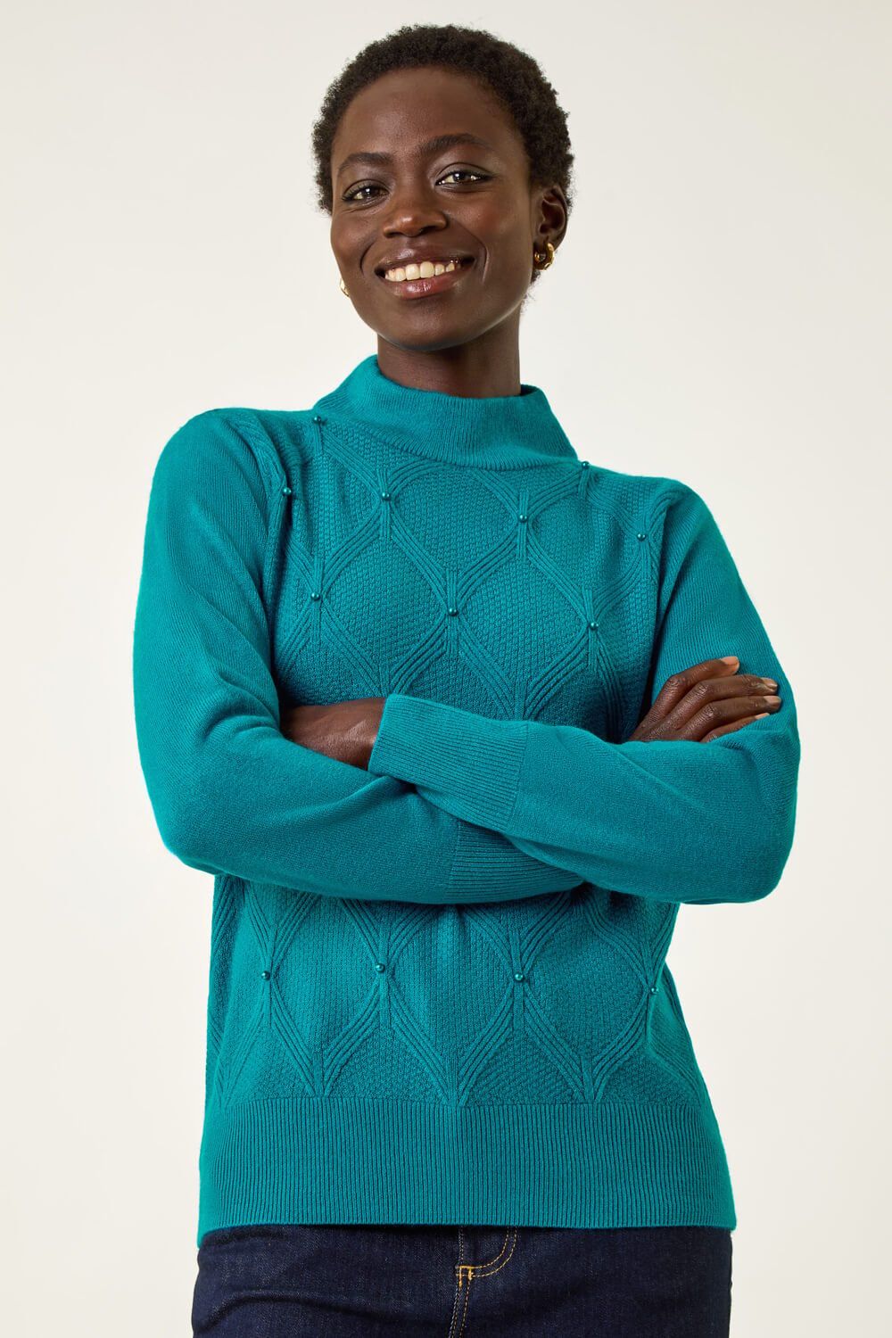 Roman Cable Knit Pearl Jumper