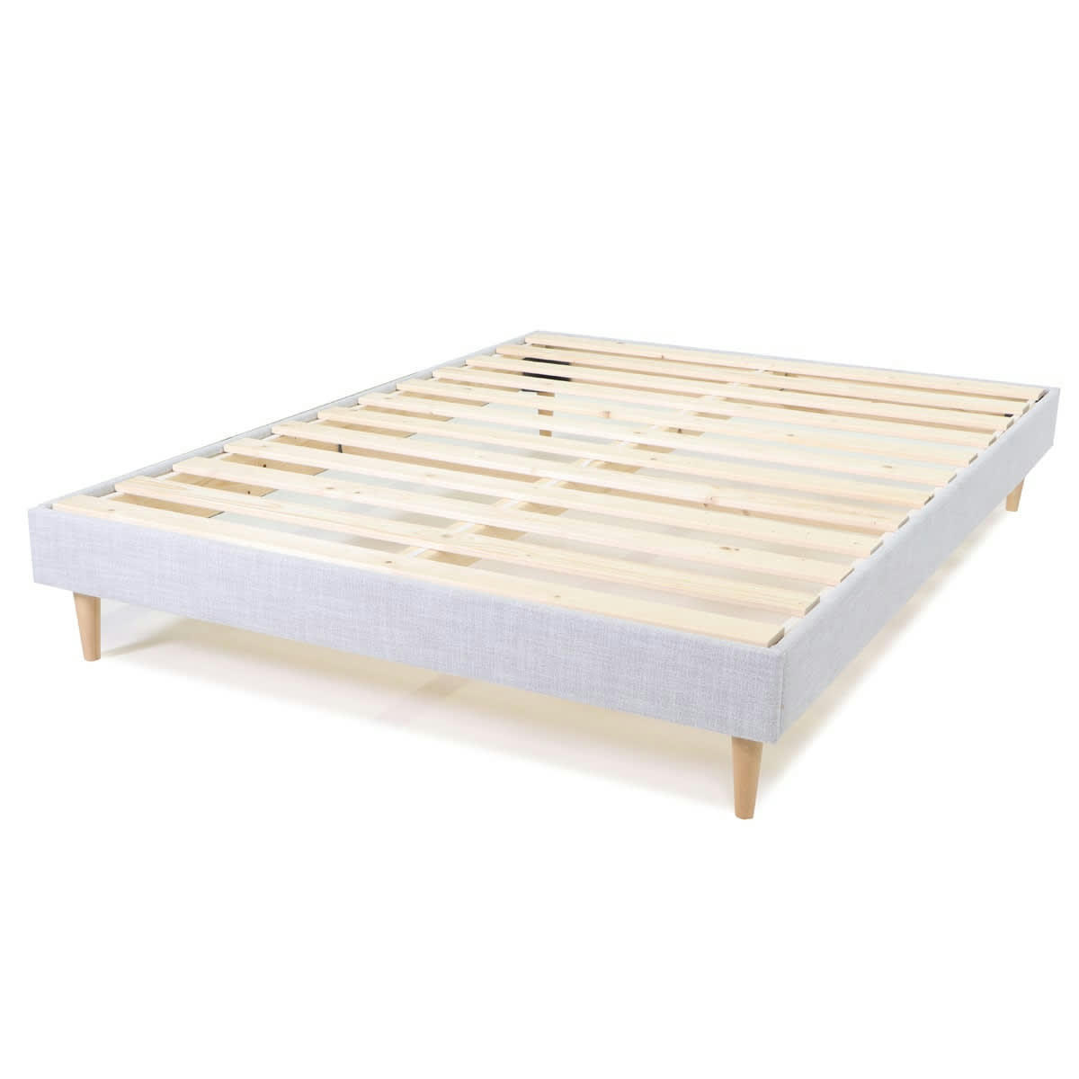 DINA - Lit adulte 140x190 cm en tissu gris clair