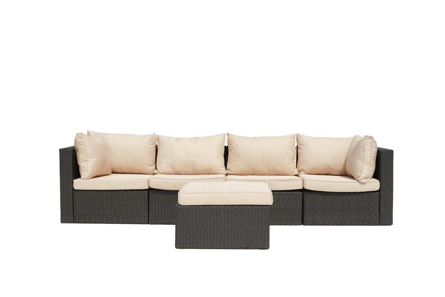 MILANO - Salon de jardin modulable 5 places en résine tressée blanc