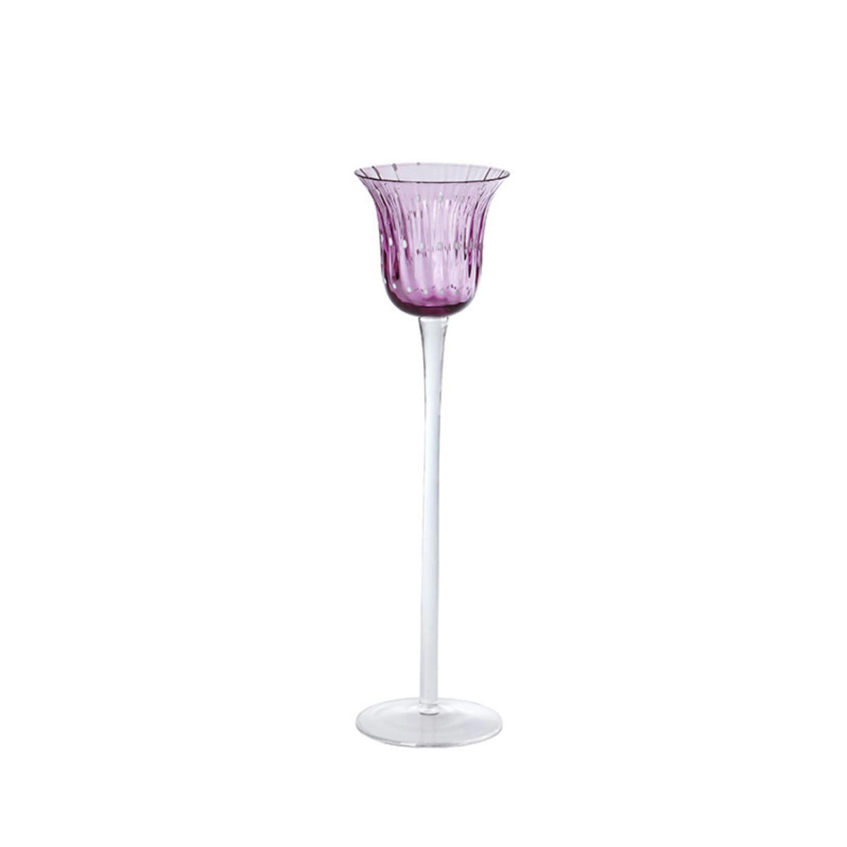 NOËL - Photophore en verre soufflé violet H30