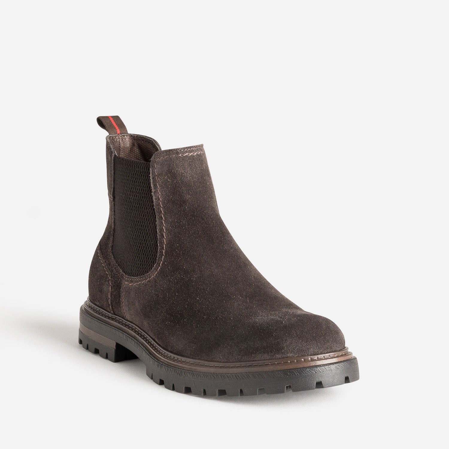 Chelsea boots marron cuir velours semelle crantée