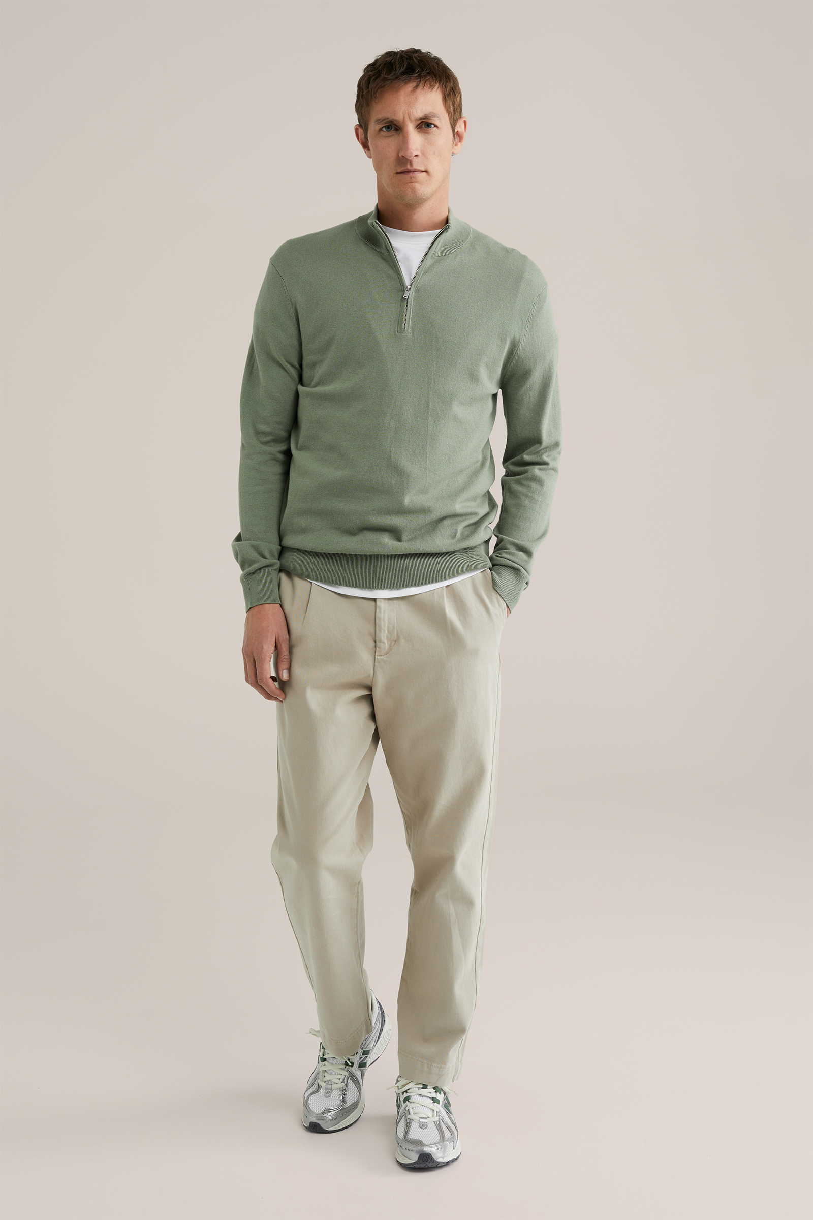 Heren Slim fit trui met quarter-zip