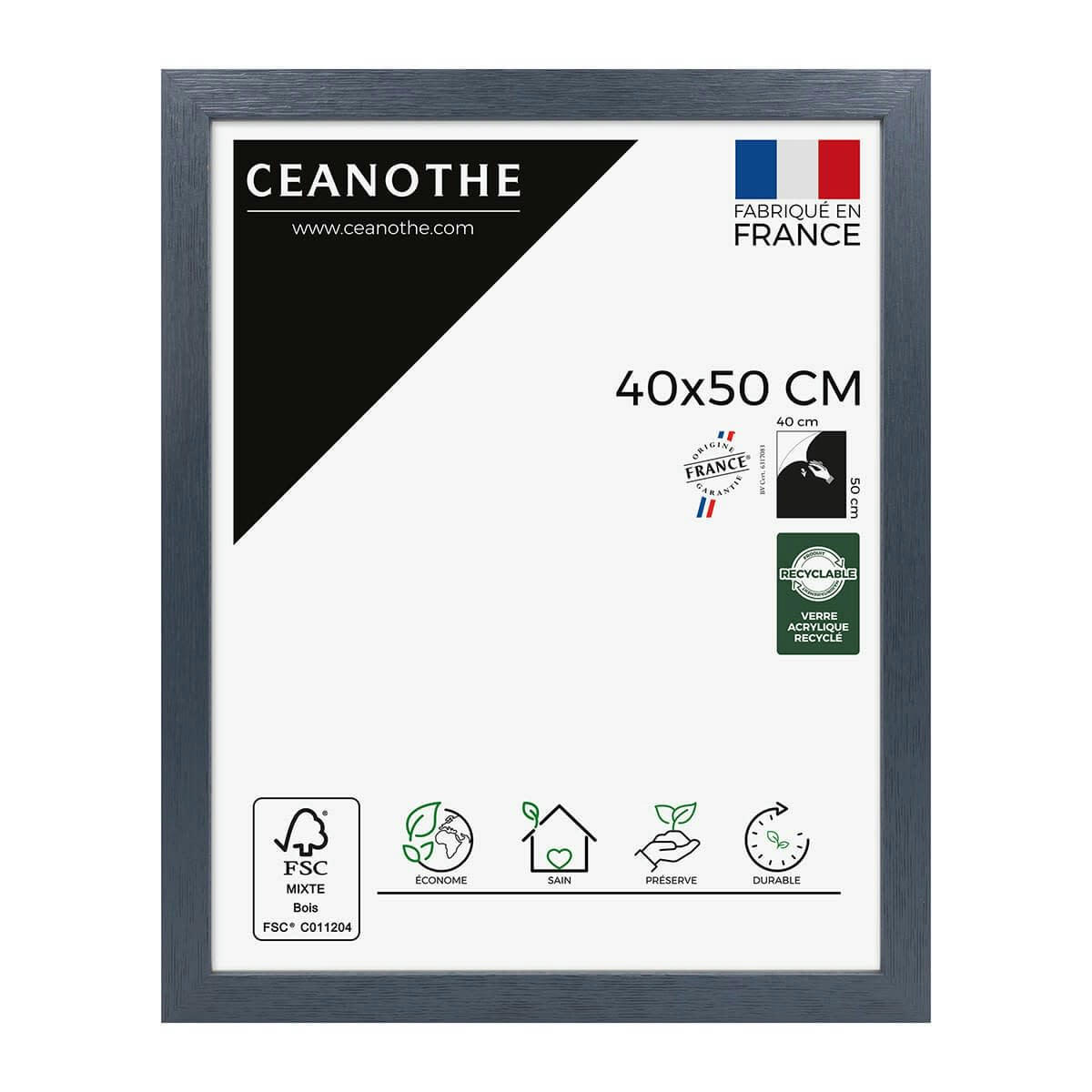 KARMA - Cadre photo gris bleuté 40x50 cm bois reconstitué fsc
