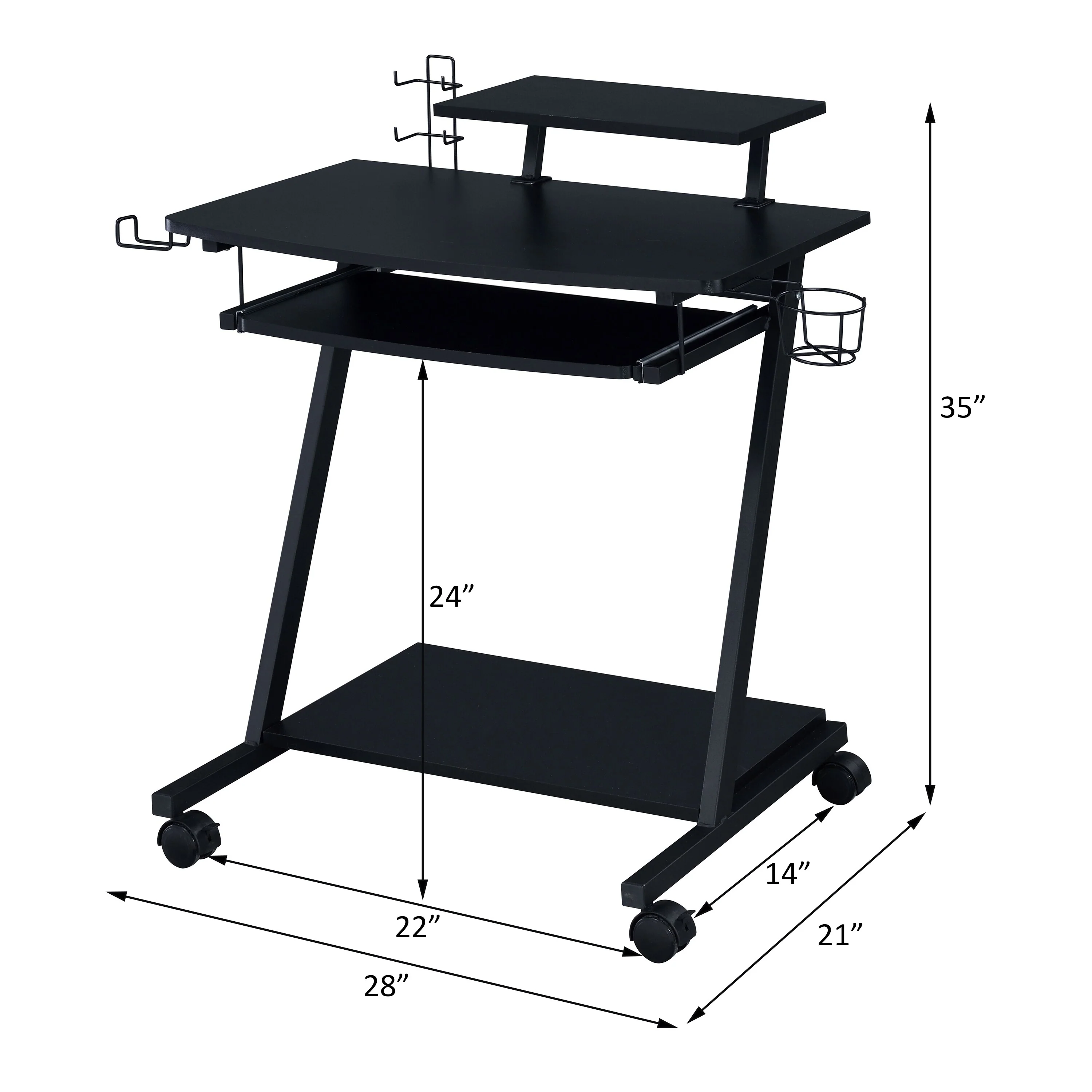 Ordrees Black Finish Gaming Desk