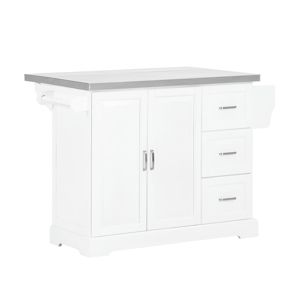 - Desserte effet bois blanc à roulettes 3 tiroirs 2 portes