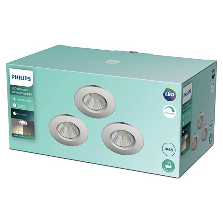 Philips Dive 3 Light Bathroom LED Spotlight - Chrome