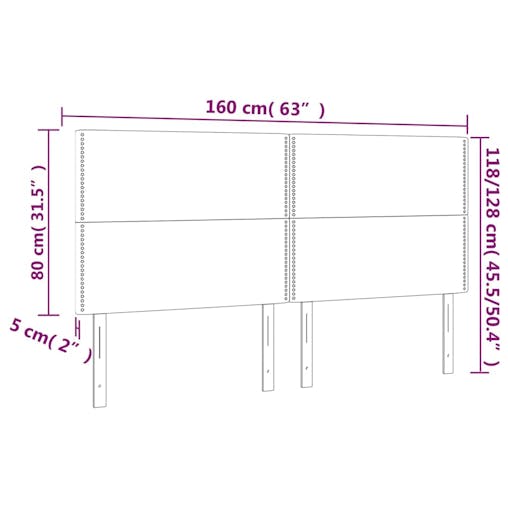 NNEVL LED Headboard Dark Grey 160x5x118/128 cm Fabric