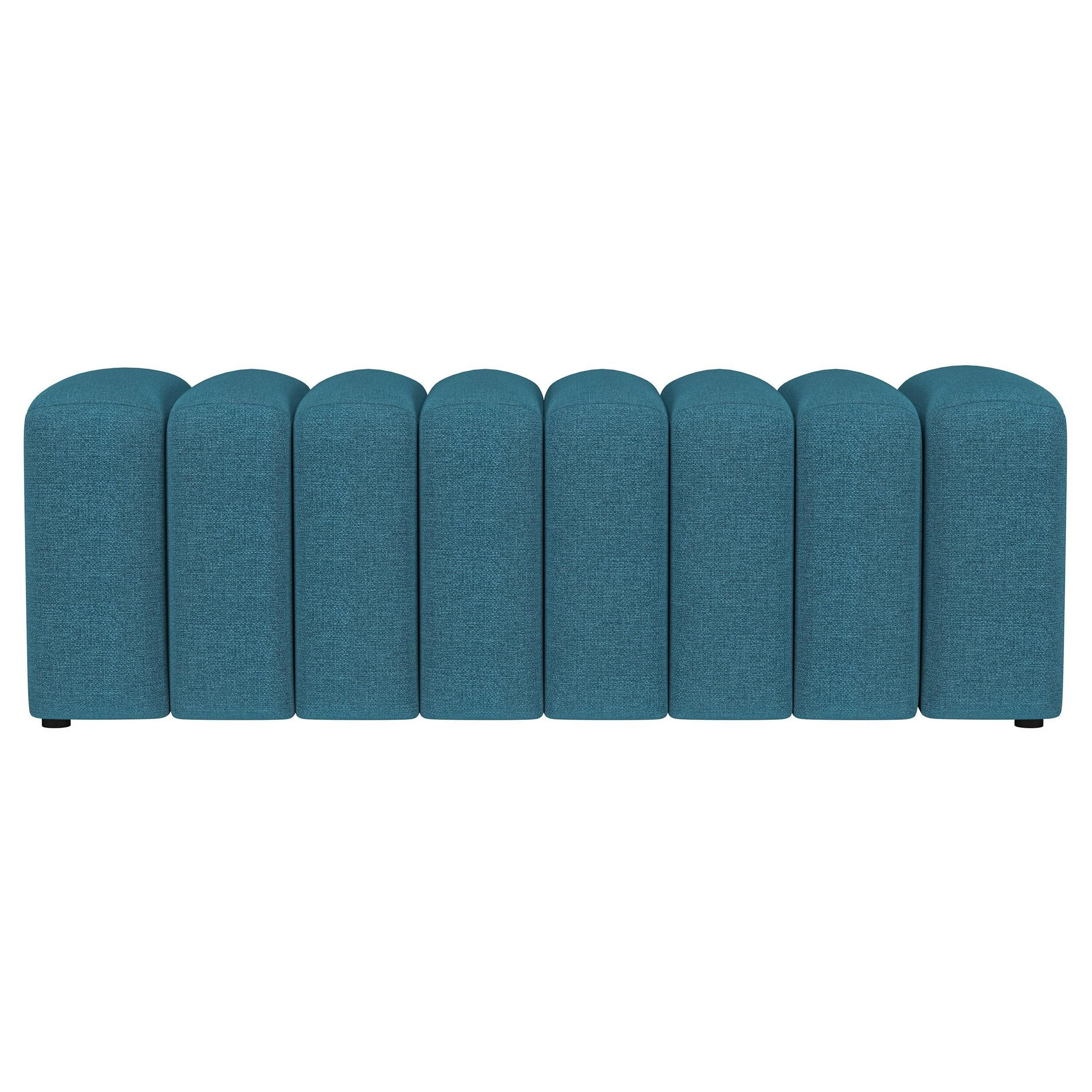Sanna Accent Bench, Modern Channel Tufted Peacock Blue, 54 Inch
